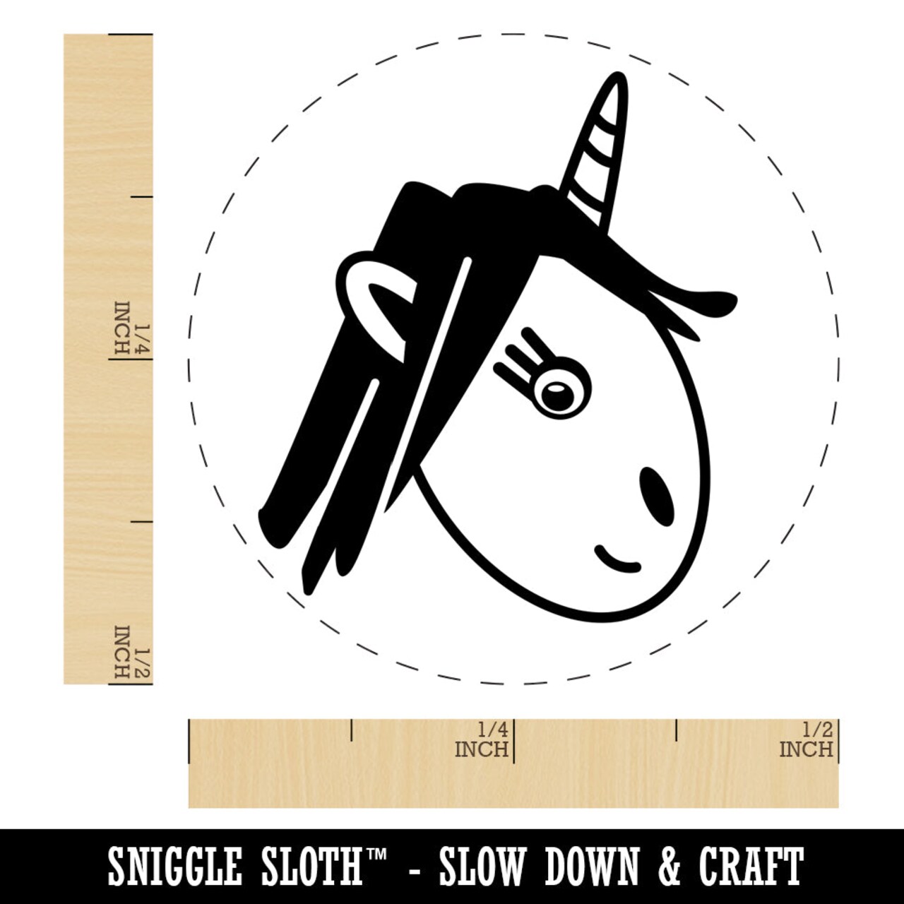 Adorable Unicorn Face Doodle Self-Inking Rubber Stamp for Stamping Crafting Planners